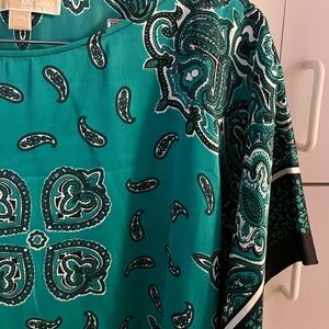 MICHAEL Michael Kors Teal Paisley Print Poncho Top